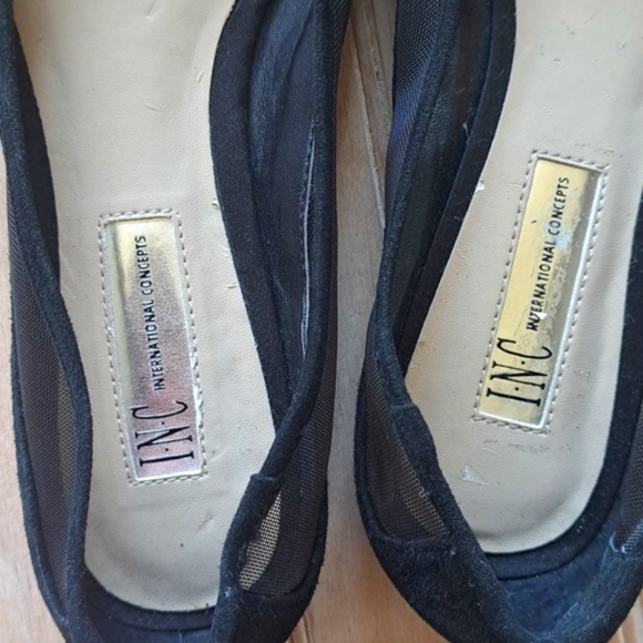 INC International Concept Corsica Suede Leather Mesh Bow Detail Pointy Toe Flat - Picture 5 of 10